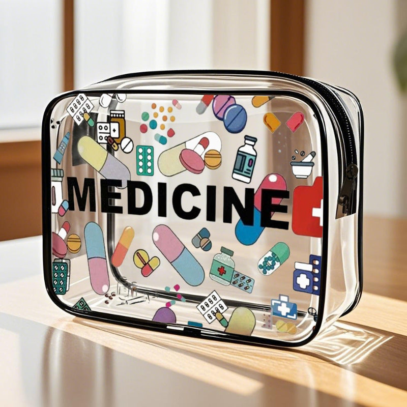 Pochette santé nomade colorée pour rangement de médicaments portable et maquillage compacte